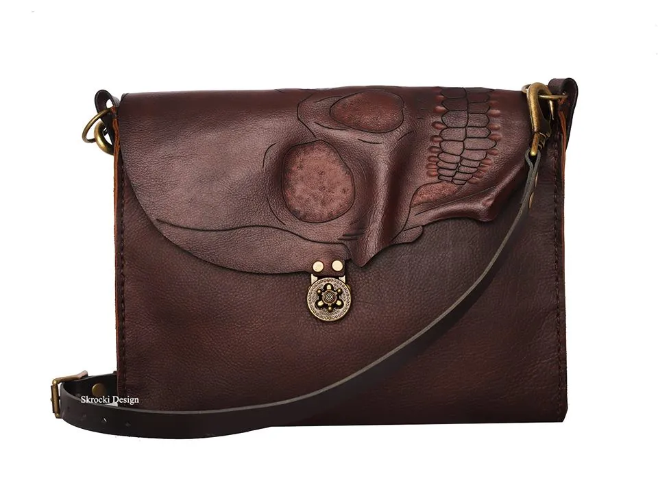 Skull Flap Messenger Bag