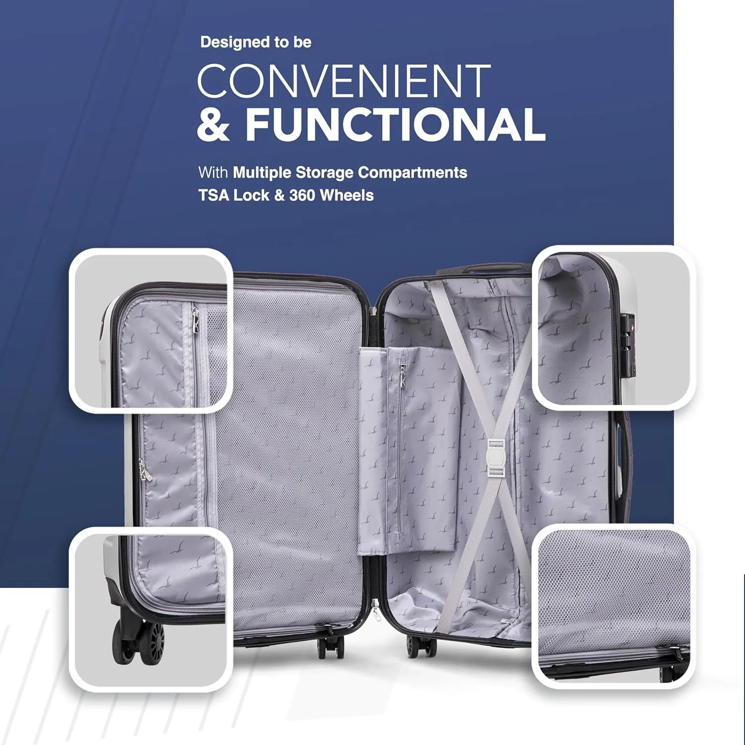 Skywander 2pc 24in & 28in Suitcase - White