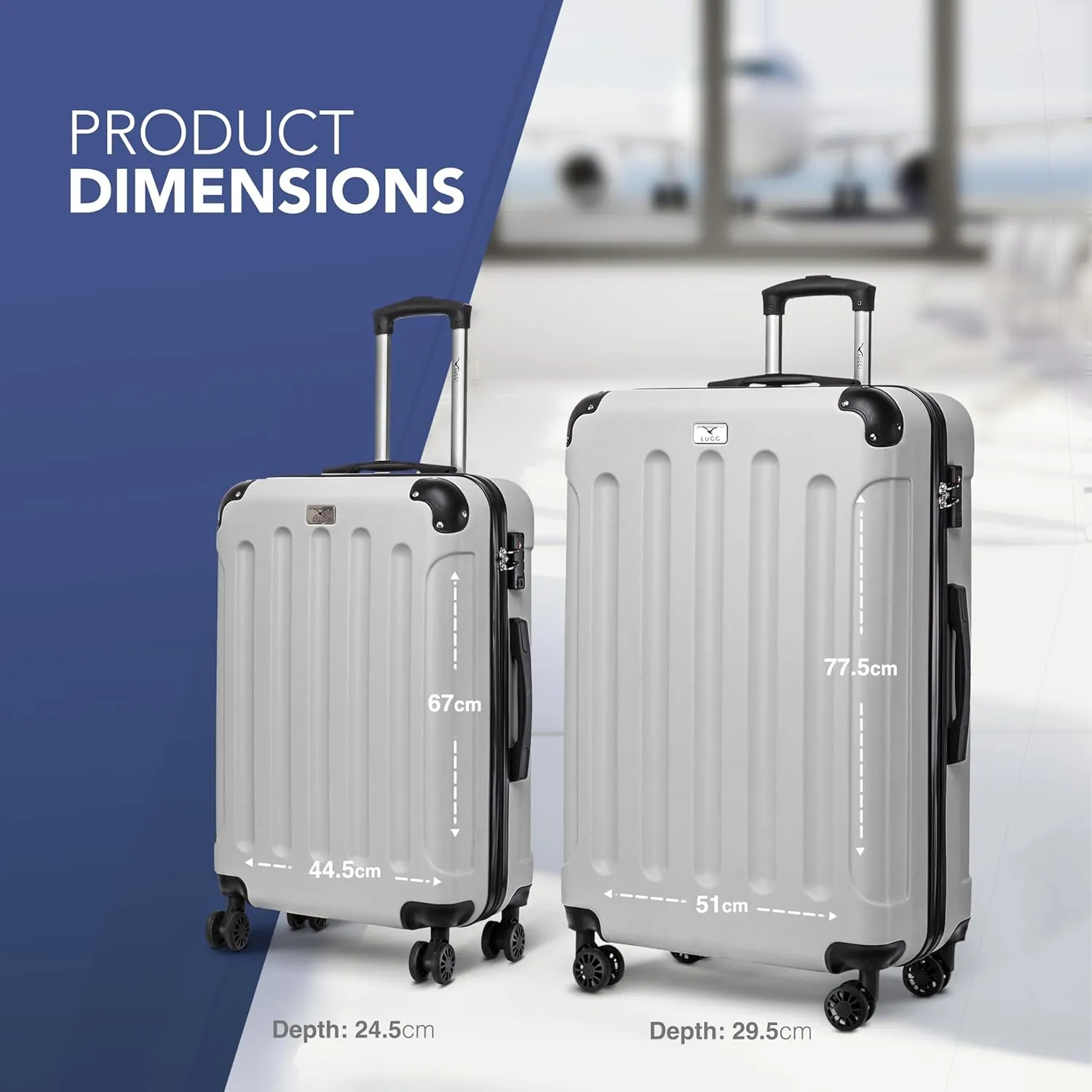 Skywander 2pc 24in & 28in Suitcase - White