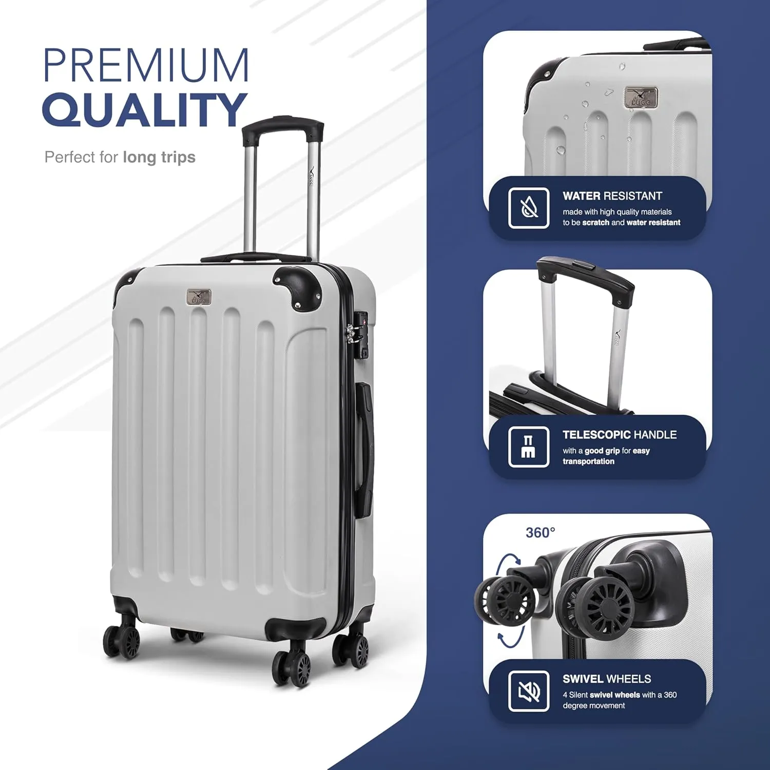 Skywander 2pc 24in & 28in Suitcase - White