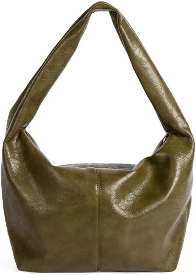 Soft Vegan Leather Shoulder Bag for Women Large Dumpling Tote Purse Vintage Underarm Satchel Casual Handbags