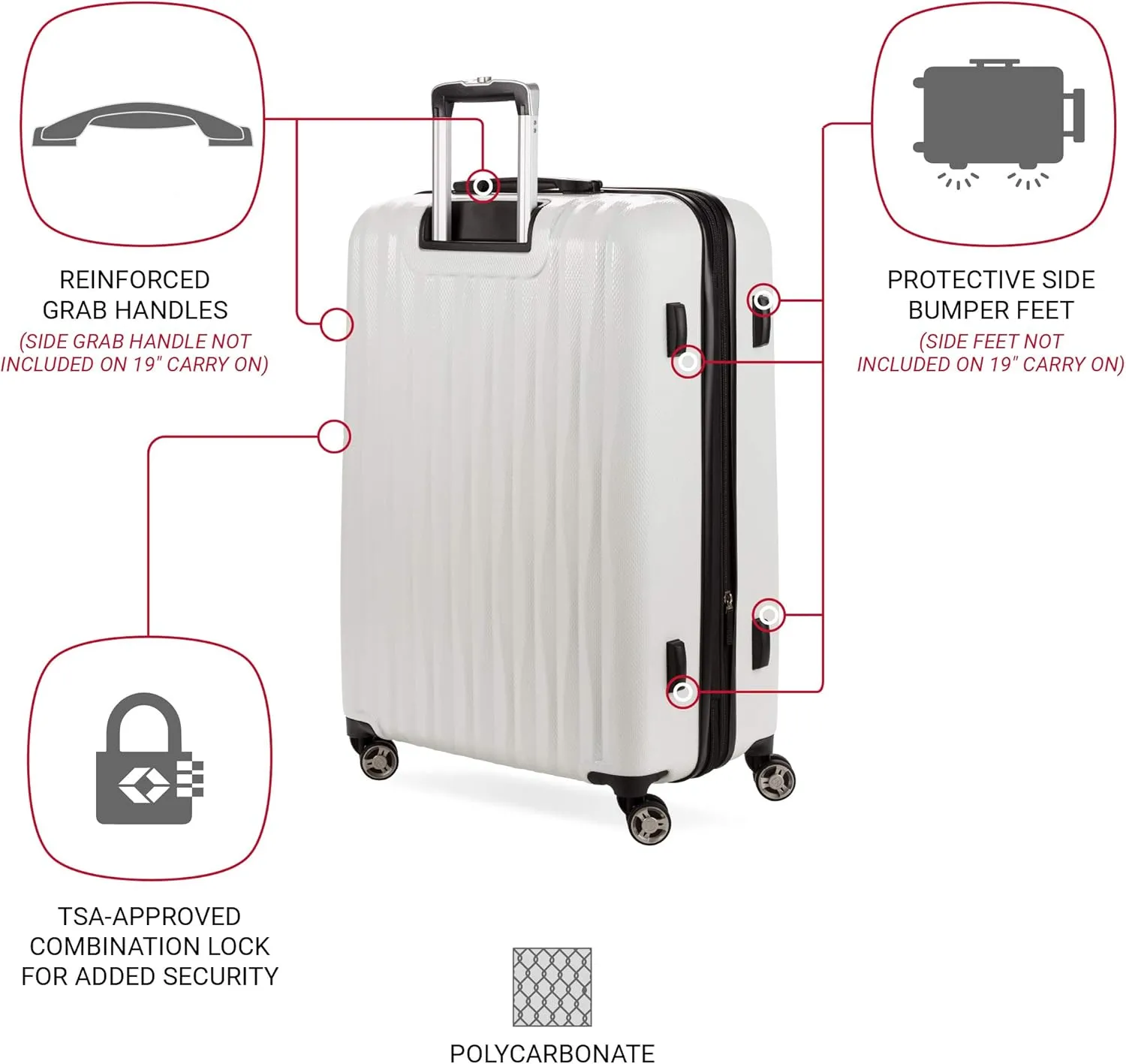 SwissGear 7272 Energie Expandable Hardside Luggage with Spinner Wheels and TSA Lock, White, 2-Piece Set (19/27)