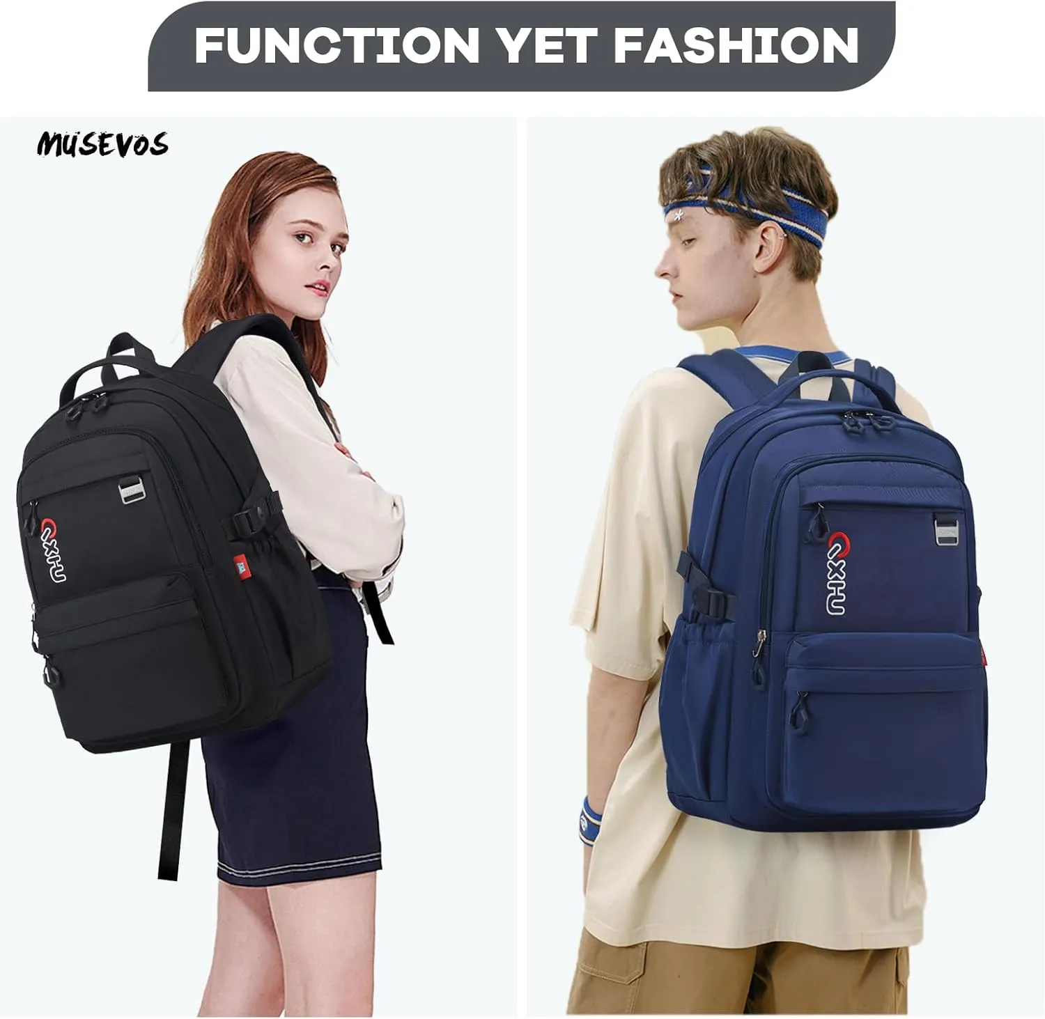 Trendy Casual Backpack with Solid Color, Water Resistence School backpack for Girls/Boys, Teen Bookbag for Women/Men, Black