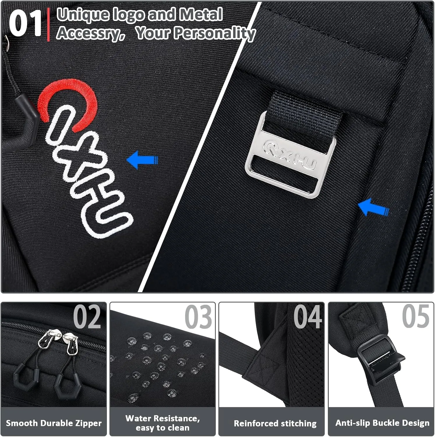 Trendy Casual Backpack with Solid Color, Water Resistence School backpack for Girls/Boys, Teen Bookbag for Women/Men, Black