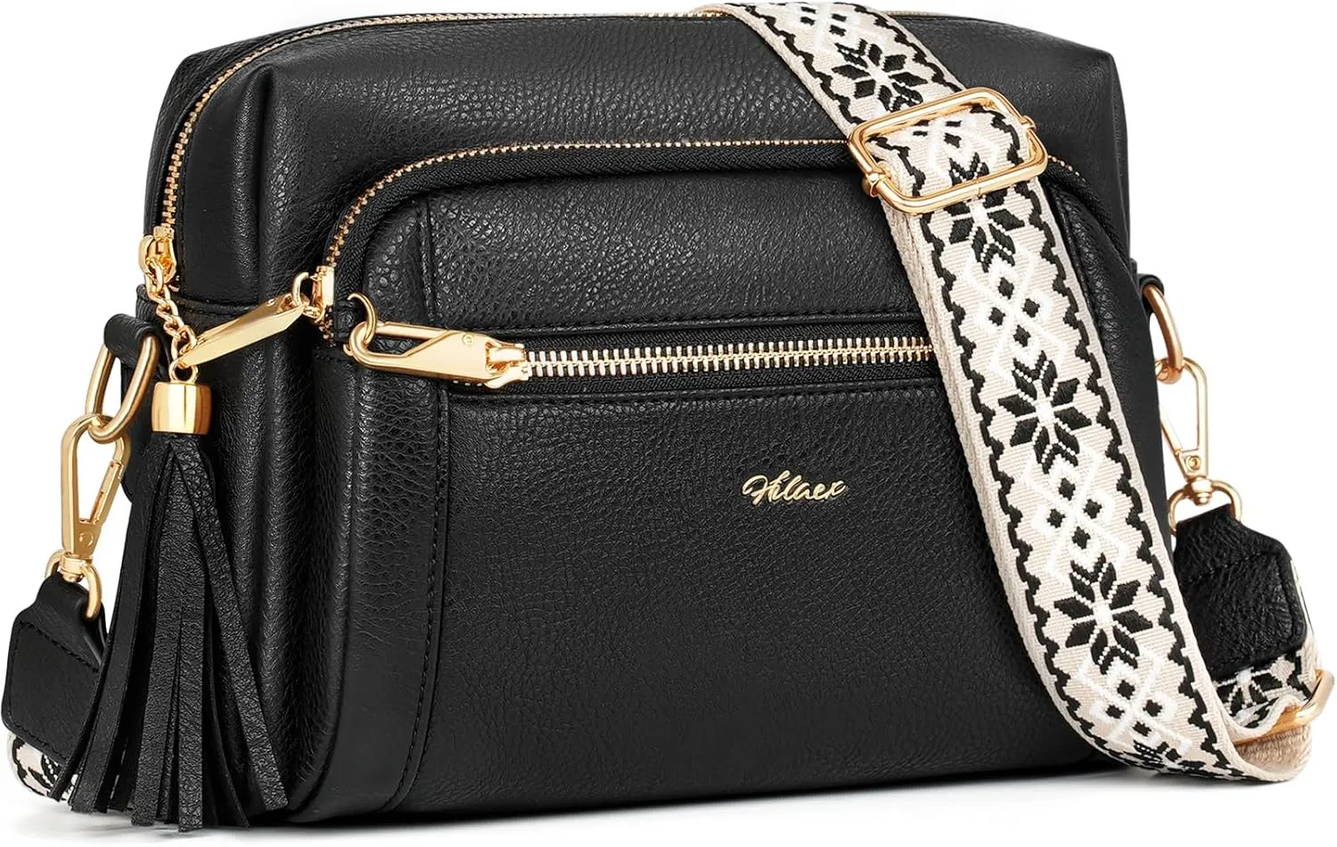 Women's Crossbody Bag Leather Shoulder Handbags with Wide Strap Small Anti-thief Purse